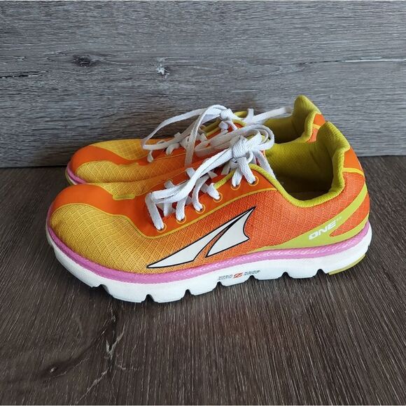 Altra One 2.5 Road Running Shoe Foot Shape Zero Drop Orange Yellow Pink Size 6 - Picture 1 of 9